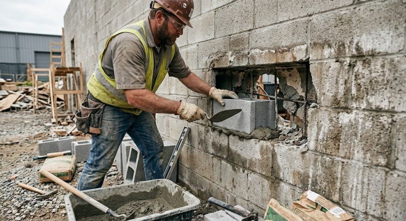 Cinder Block Wall Repair in Davis, CA