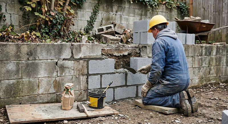 Cinder Block Wall Repair in Solano County, CA