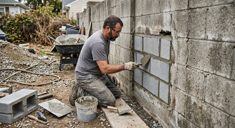 Cinder Block Wall Repair in Yolo County, CA