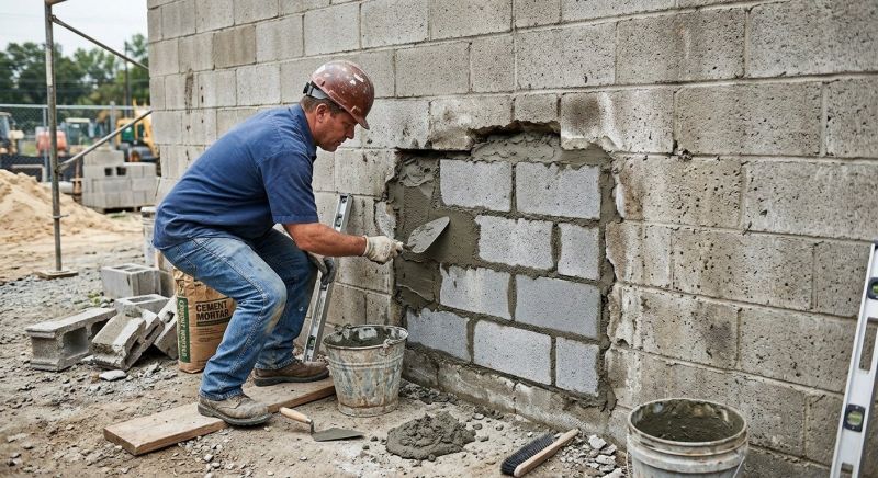 Cinder Block Wall Repair in Yolo County, CA