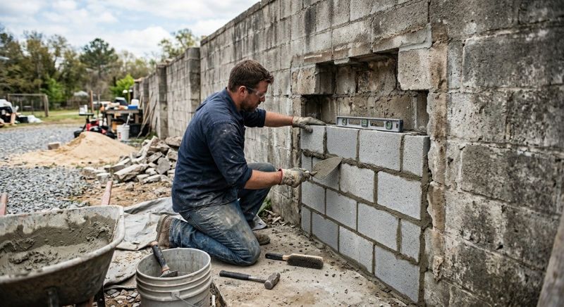 Cinder Block Wall Repair in Yolo County, CA